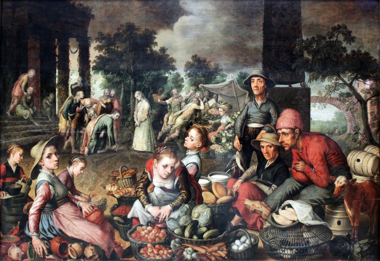 与基督和淫妇的市场场景 作者 彼得·埃森（Pieter Aertsen）