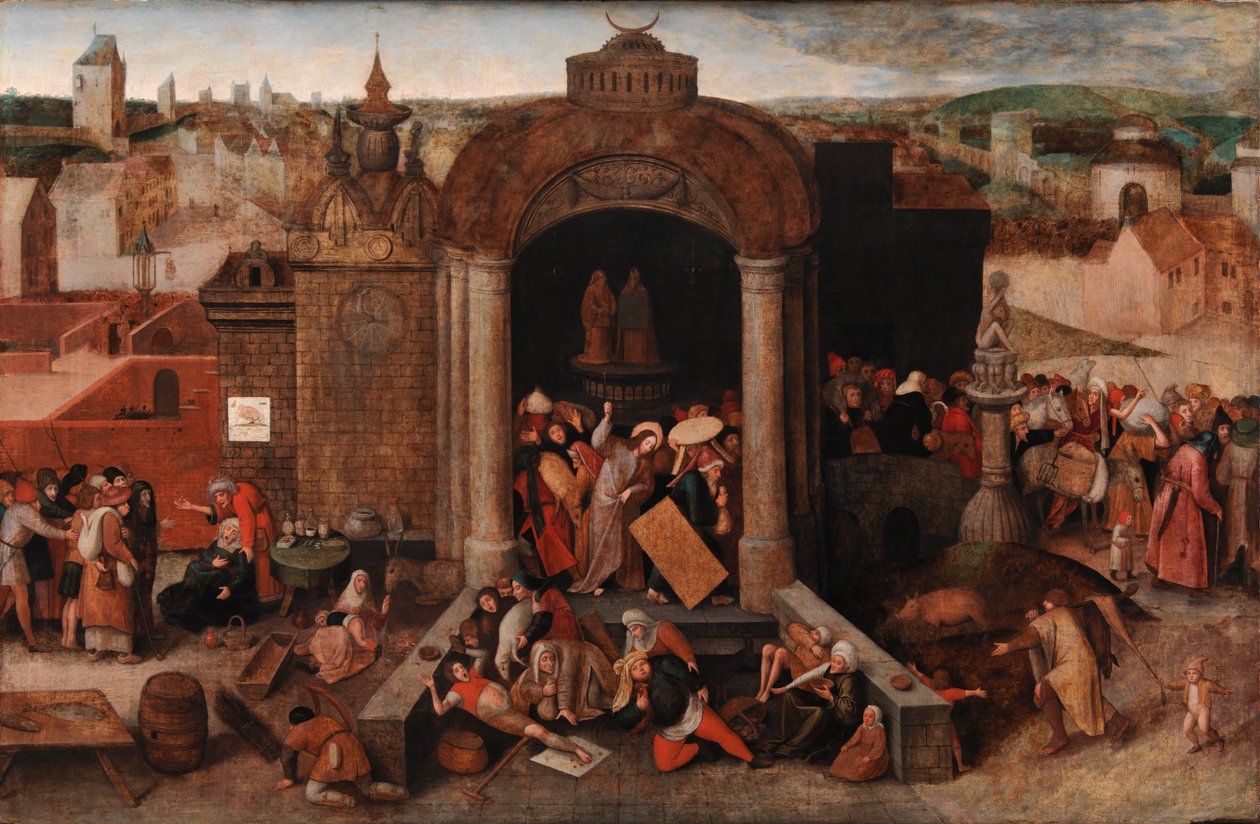 基督驱逐了圣殿的商人 作者 彼得·布鲁格（Pieter Bruegel）