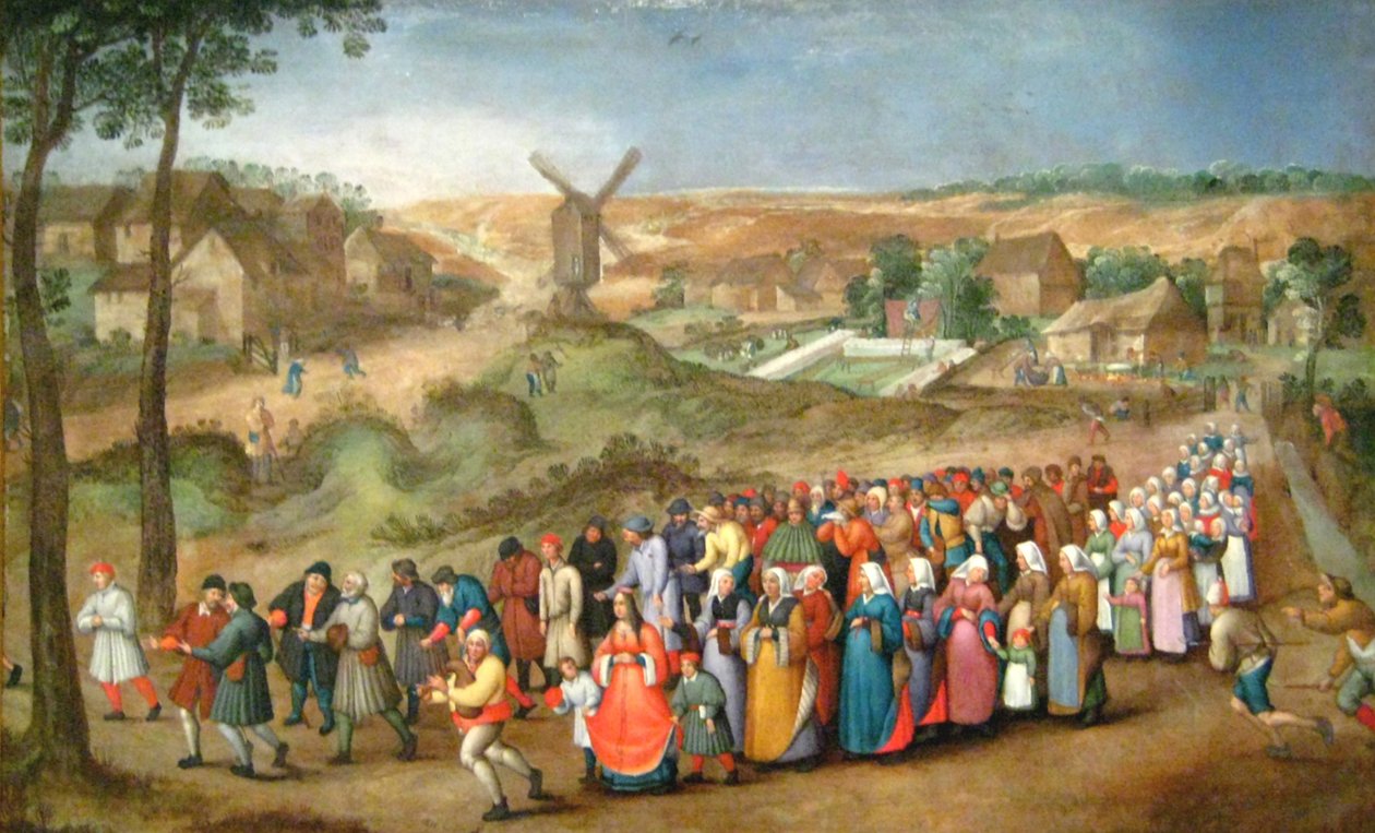 在风景前面的婚礼队伍 作者 彼得·布鲁格（Pieter Brueghel）