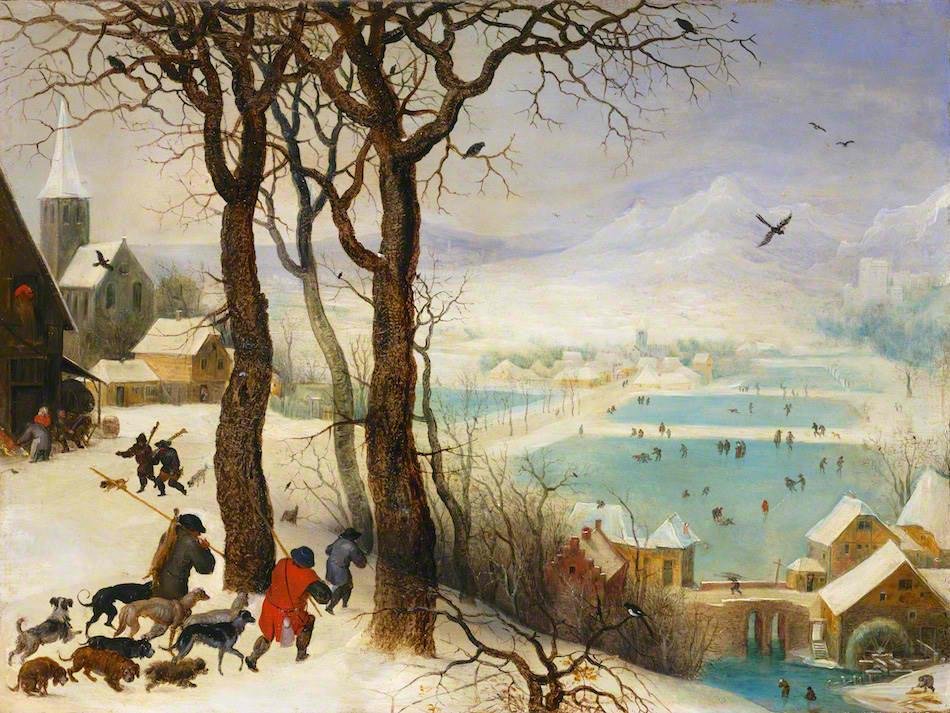 猎人在雪地里 作者 彼得·布鲁格（Pieter Brueghel）