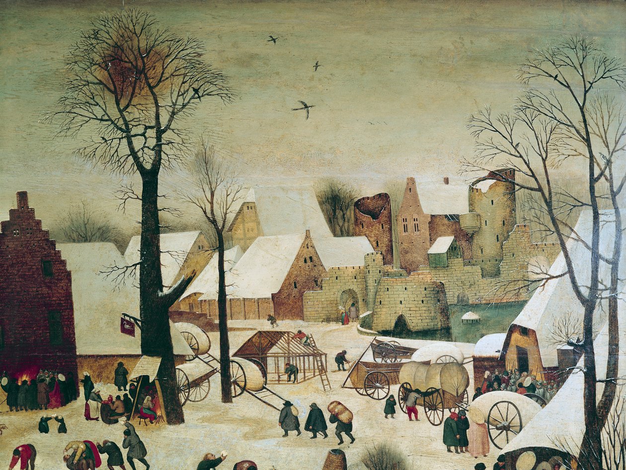 伯利恒人口普查，房屋和防御工事的细节 作者 彼得·布鲁格（Pieter Brueghel）