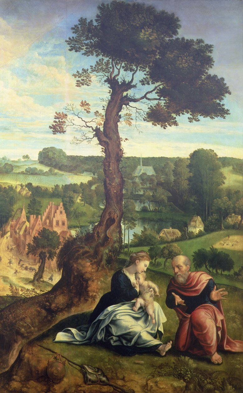 飞往埃及的其余部分，c.1534-40（小组） 作者 彼得·科克·范·阿尔斯特