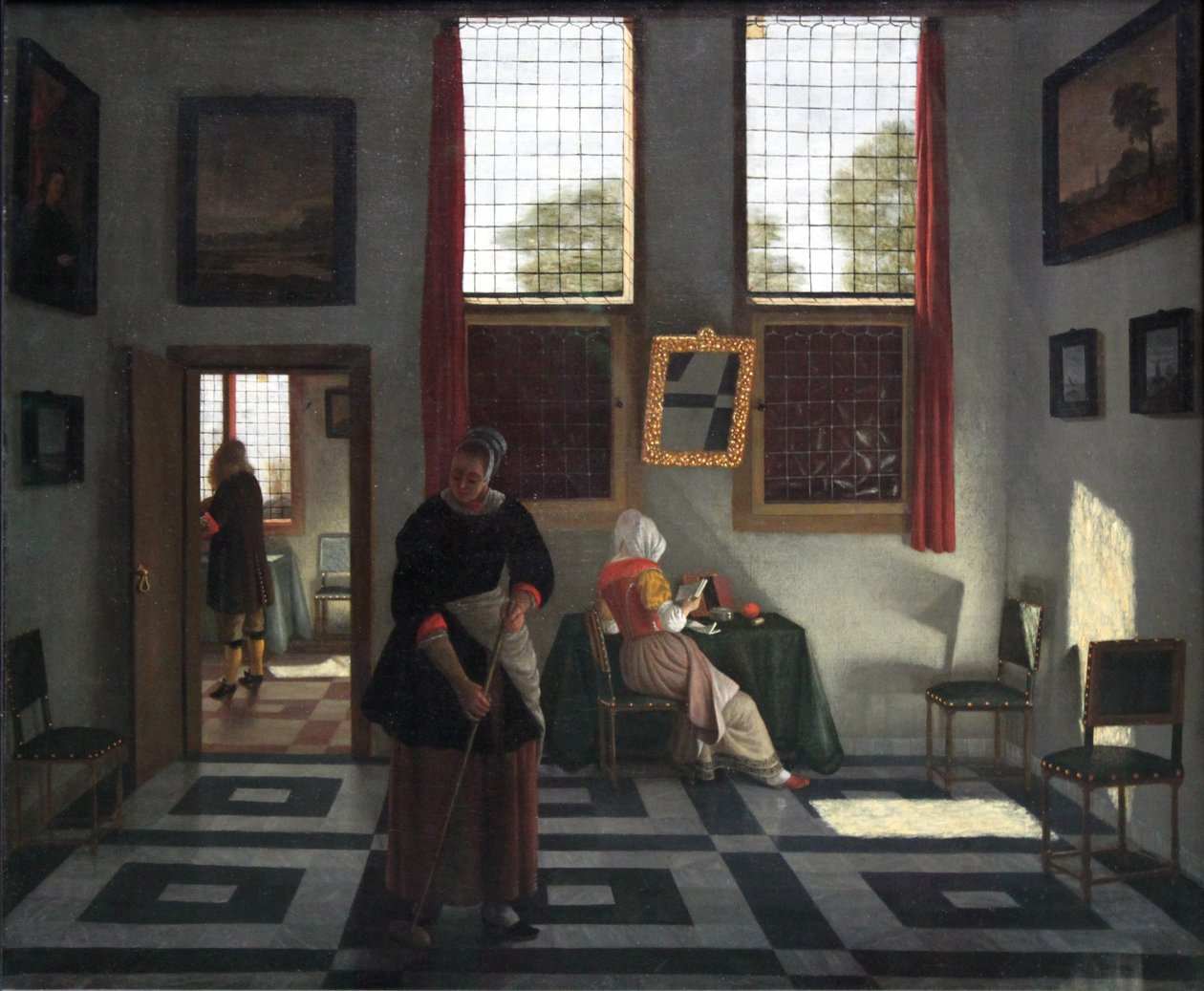 内政部与画家，阅读女士和清扫女仆 作者 彼得·詹森斯（Pieter Janssens）