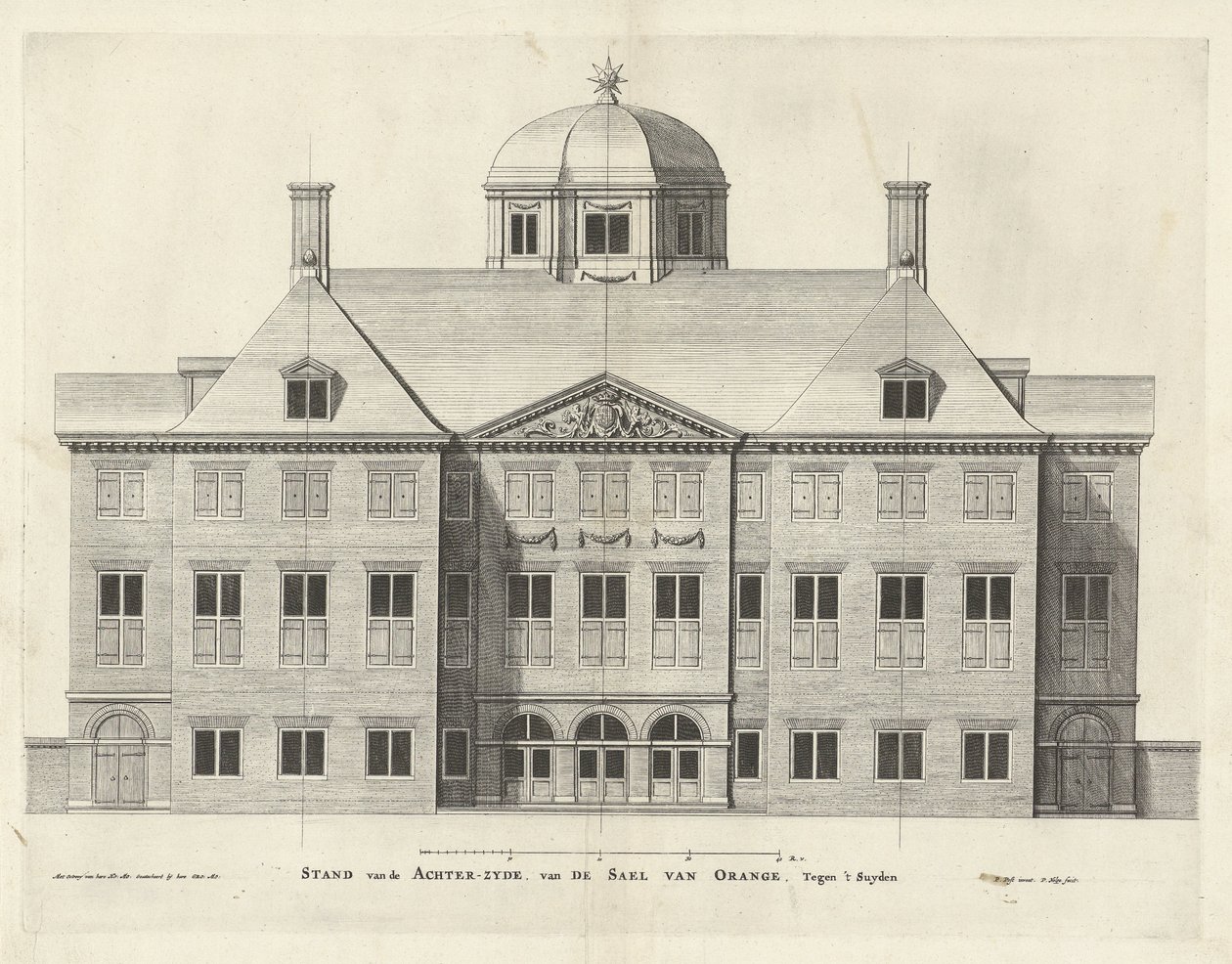 背面宫殿Huis ten Bosch，荷兰，Pieter Nolpe在Pieter Jansz之后。接杆，蚀刻294 mm×387 mm，1655 作者 彼得·诺尔普