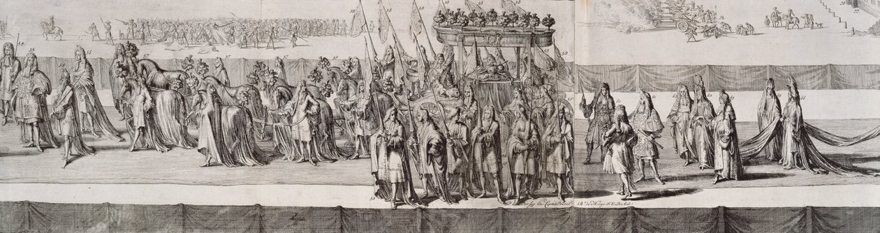 玛丽女王二世的葬礼游行（1662-94）棺材的细节，由Romeyn de Hooge（1645-1708）1695年雕刻 作者 彼得·佩索伊