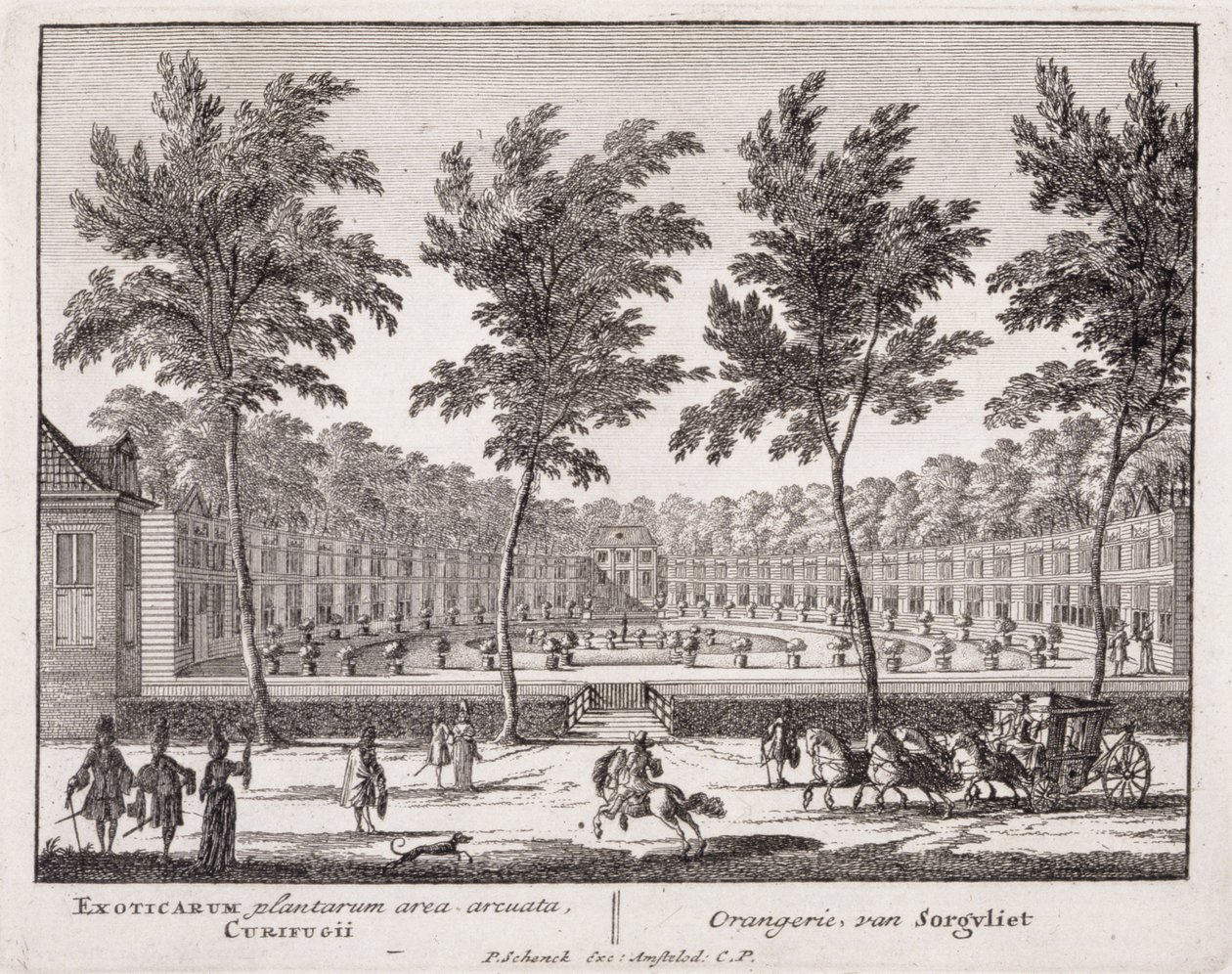 Sorvgliet的橘园，来自&39;Admirandorum Quadruplex Spectaculum&39;，Jan van Call（1656-1703），1715年之前出版（另见173851） 作者 彼得·申克