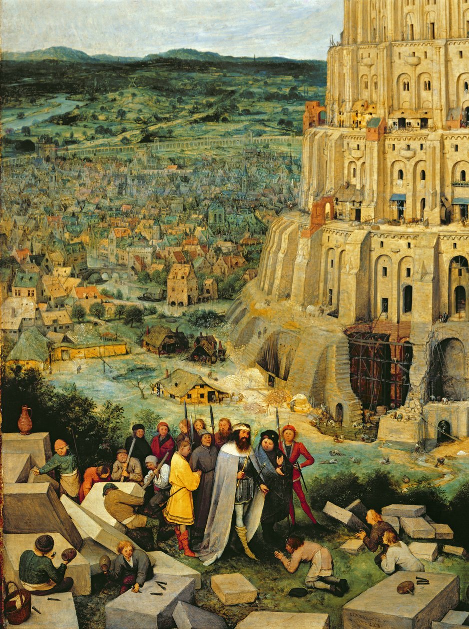 巴别塔，1563油面板细节345 作者 彼得·布鲁格（Pieter Bruegel）