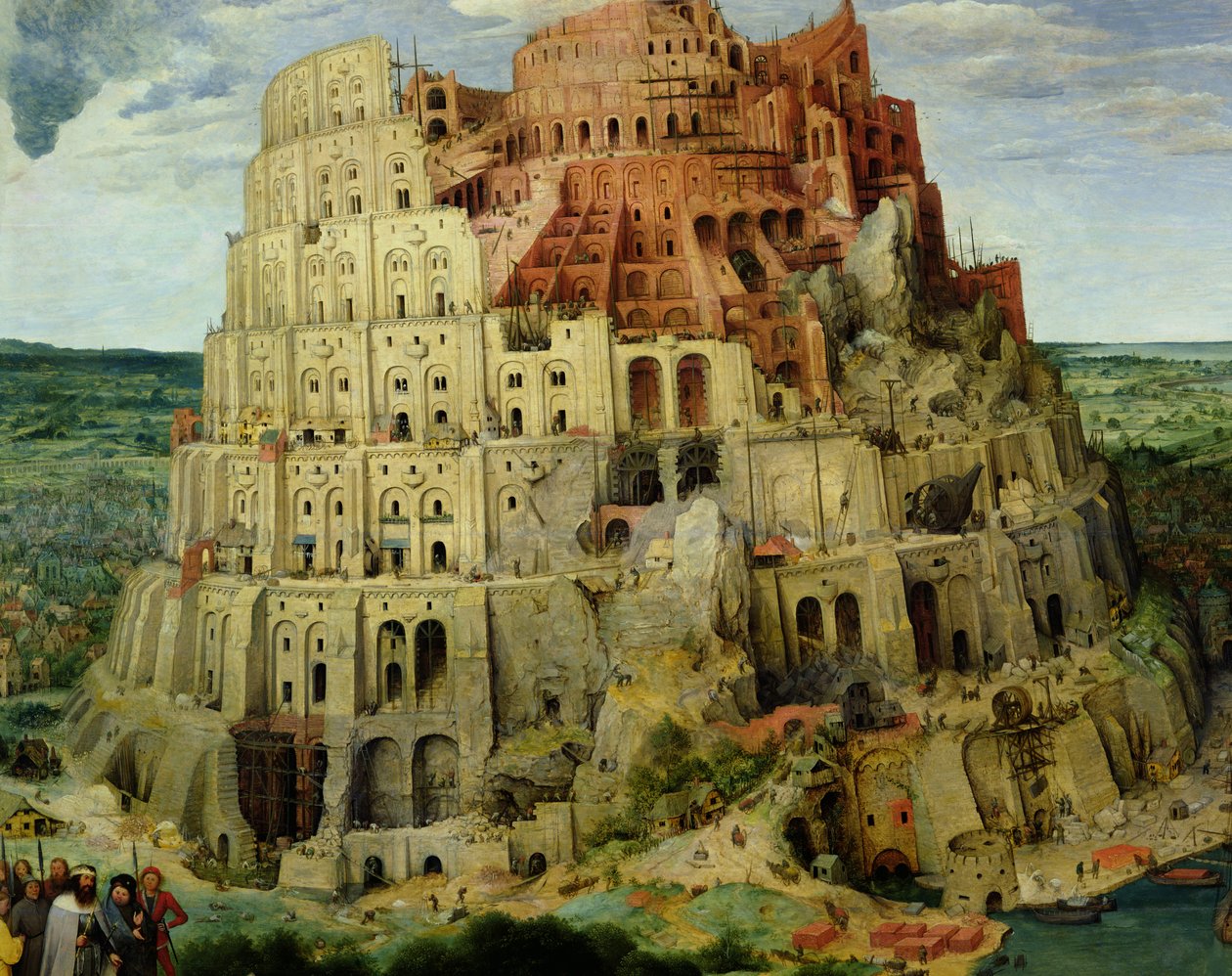 巴别塔，1563油面板细节345 作者 彼得·布鲁格（Pieter Bruegel）