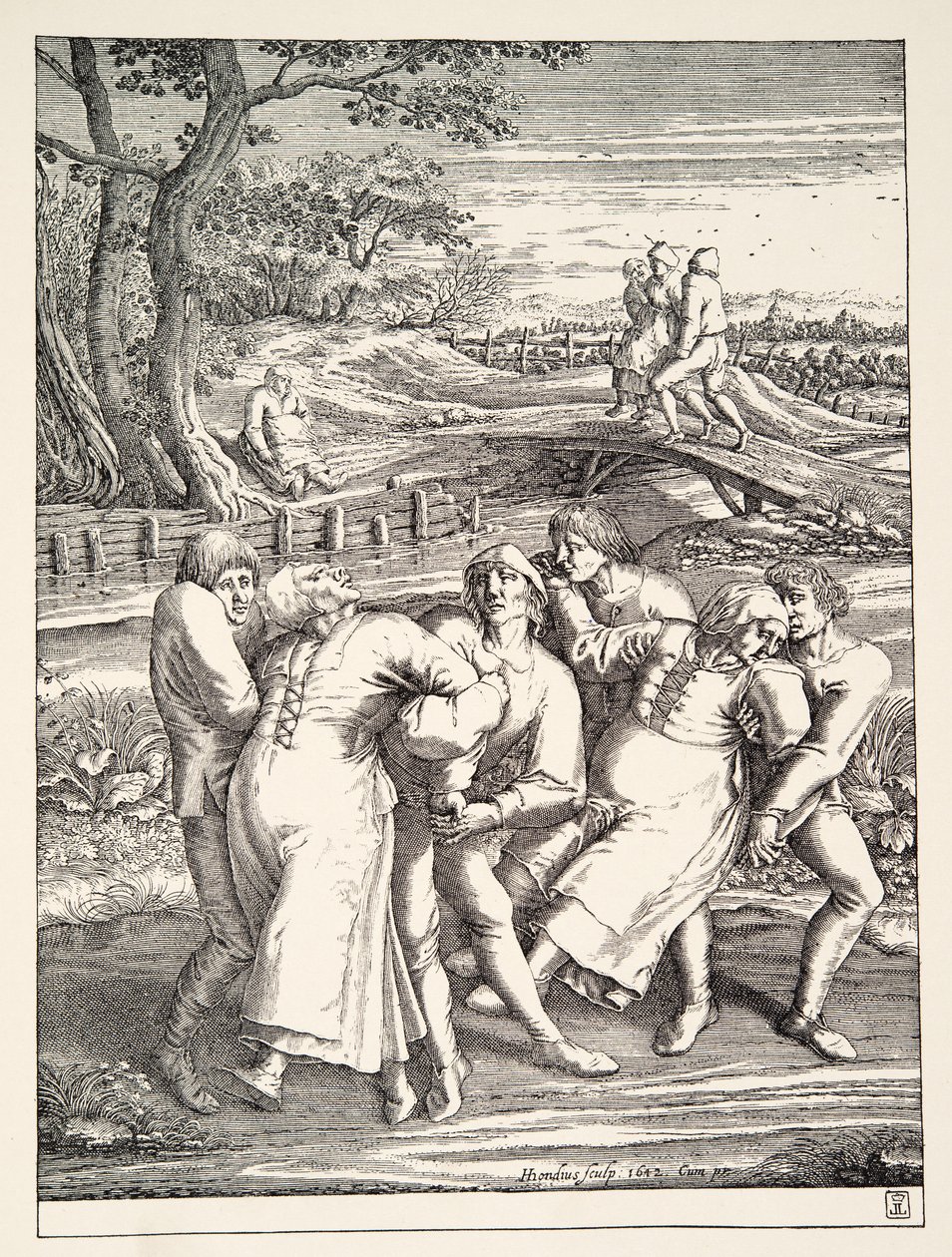 继癫痫朝圣之后的两组农民，c.1642 作者 彼得·布鲁格（Pieter Bruegel）
