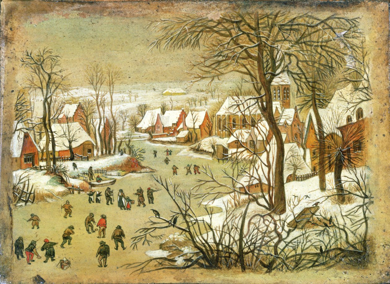 与数字的冬天风景在一条冻河 作者 彼得·布鲁格（Pieter Bruegel）