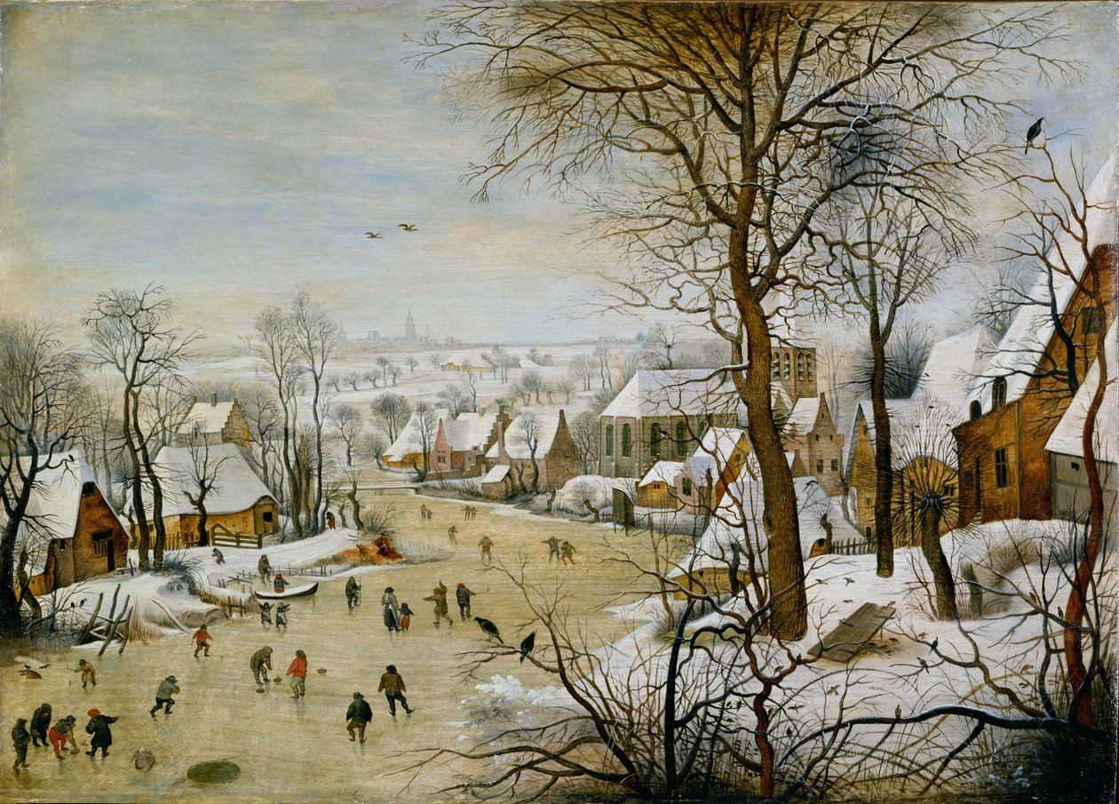 与鸟陷井的冬天风景 作者 彼得·布鲁格（Pieter Brueghel）