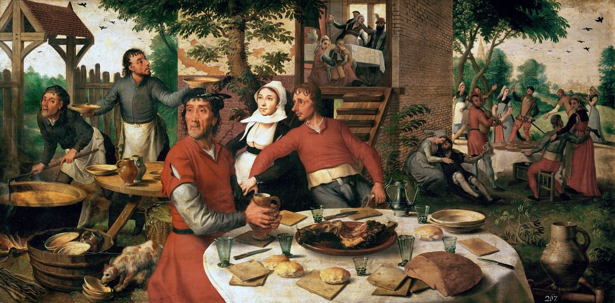 Fete villageoise - 乡村节日 - Pieter Aertsen（1508-1575）。木材上的油彩 作者 彼得·埃森（Pieter Aertsen）