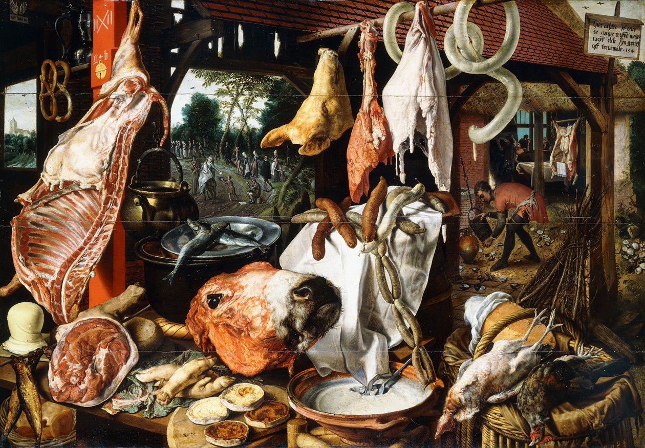 1551年，一家与神圣家族的屠夫摊位飞往埃及 作者 彼得·埃森（Pieter Aertsen）