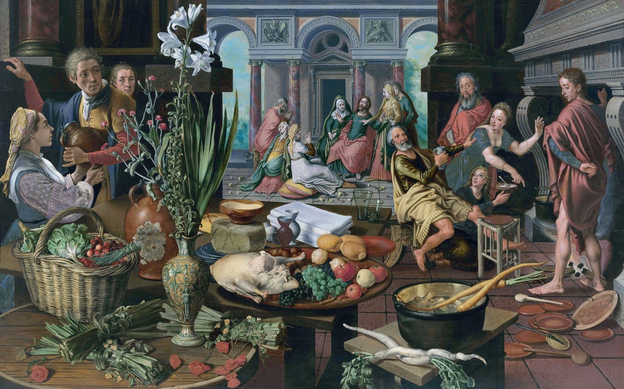 玛莎和玛丽家中的基督 作者 彼得·埃森（Pieter Aertsen）