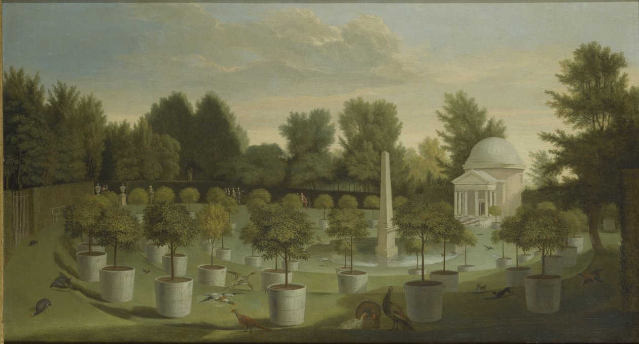 Chiswick House 橙树花园景观（布面油画） 作者 彼得·安德里亚斯·雷斯布雷克