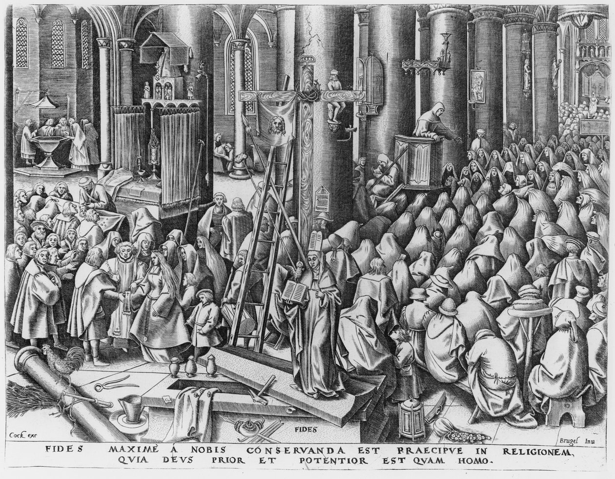 信仰，由Hieronymus Cock雕刻（c.1510-70） 作者 彼得·布鲁格（Pieter Bruegel）