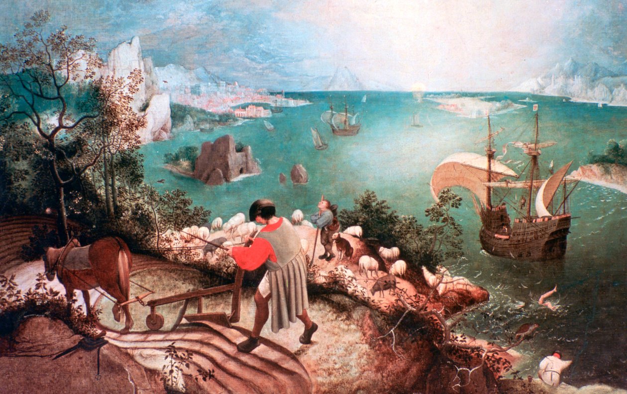 伊卡洛斯陷落景观，c1555 作者 彼得·布鲁格（Pieter Bruegel）