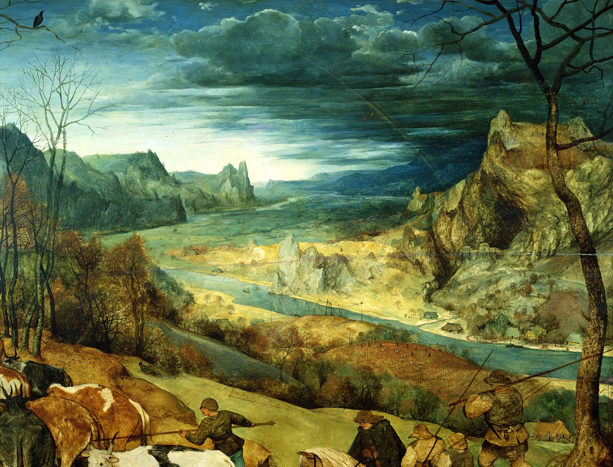 秋天的回归，1565年油面板556的面板细节 作者 彼得·布鲁格（Pieter Bruegel）