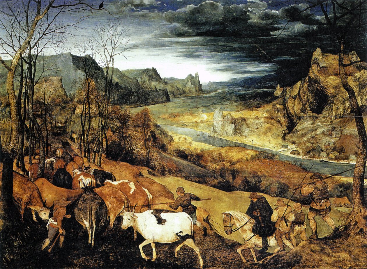 荷兰语：牛群归来





 （秋季） 作者 彼得·布鲁格（Pieter Brueghel）
