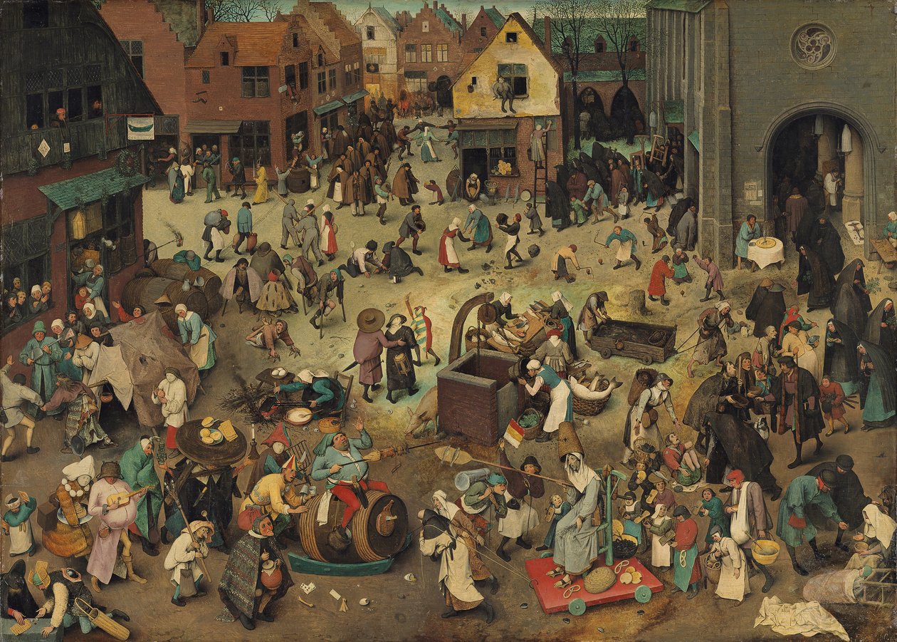 德语: Kampf zwischen Fasching und Fasten狂欢节与四旬斋之争 作者 彼得·布鲁格（Pieter Brueghel）