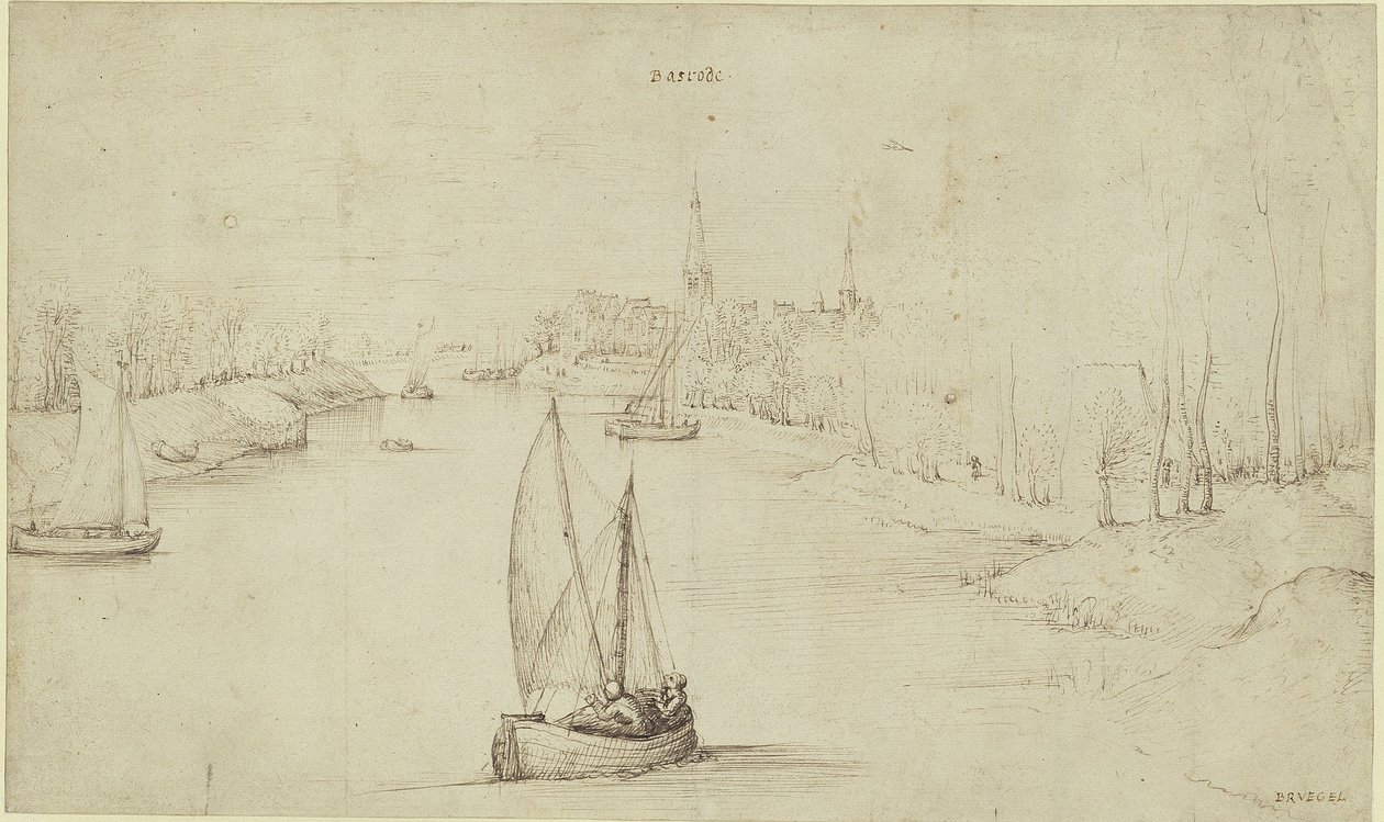 老彼得-勃鲁盖尔（Pieter Bruegel）--巴斯罗德河景观（Baasrode），KdZ 5763 作者 彼得·布鲁格（Pieter Brueghel）