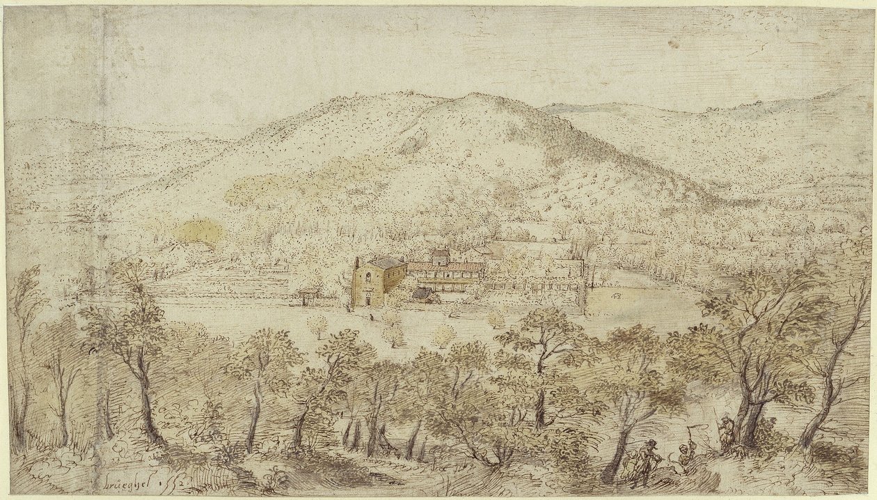 南部丘陵景观与修道院建筑 作者 彼得·布鲁格（Pieter Brueghel）