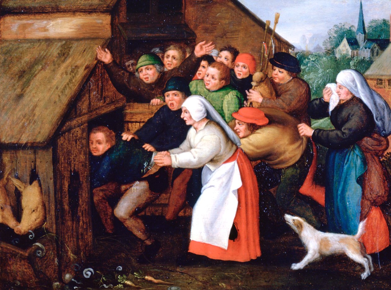 酒鬼被推入猪圈，1564-1638年 作者 彼得·布鲁格（Pieter Brueghel）