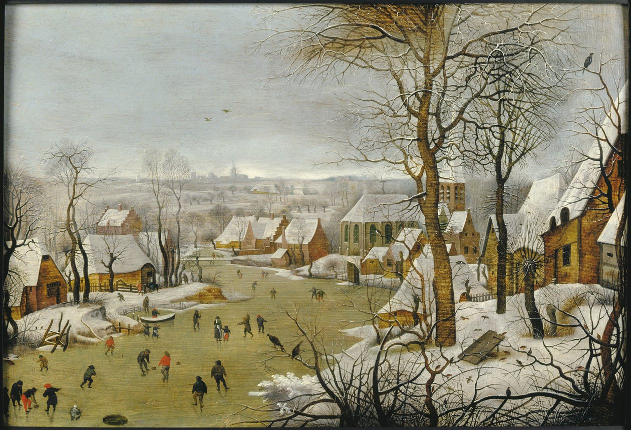 冬天的风景与捕鸟器，以及飞往埃及，1622年。 作者 彼得·布鲁格（Pieter Brueghel）