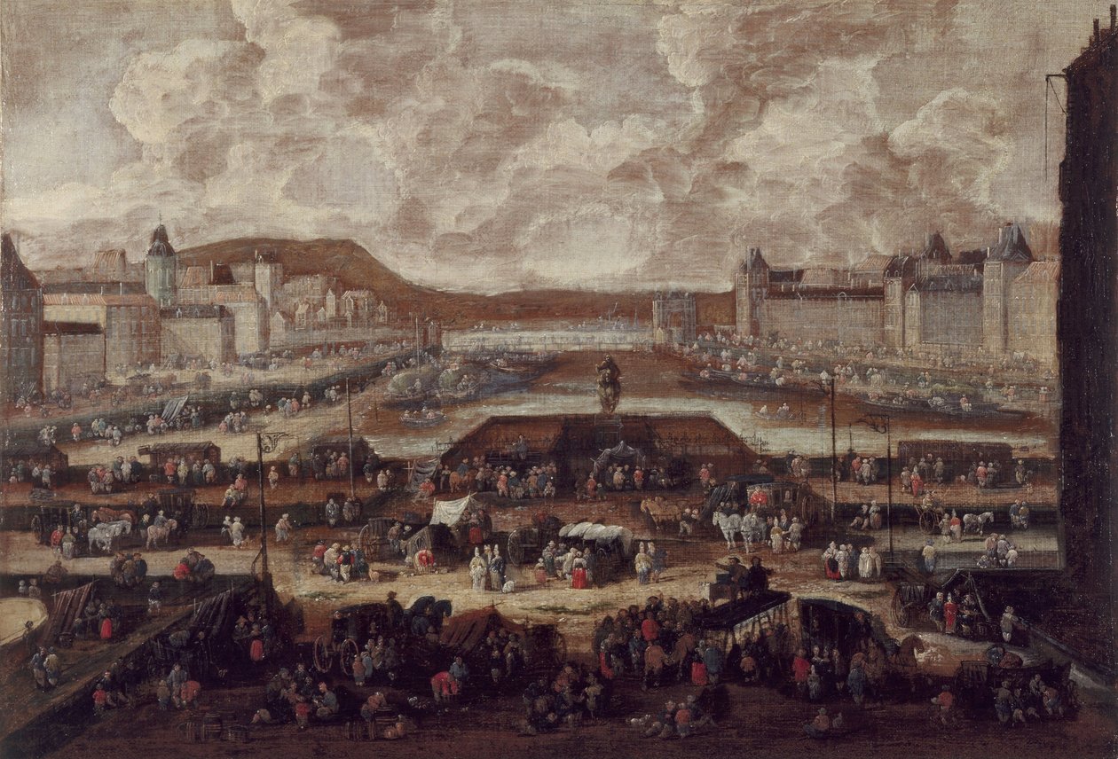 新桥、塞纳河和卢浮宫，约 1670 年，约 1670 年（布面油画） 作者 彼得卡斯特尔