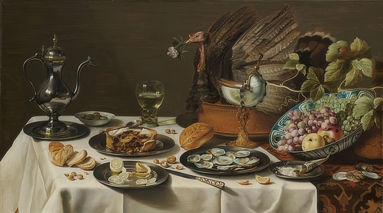 静物与土耳其酱。 1627 作者 彼得·克拉斯