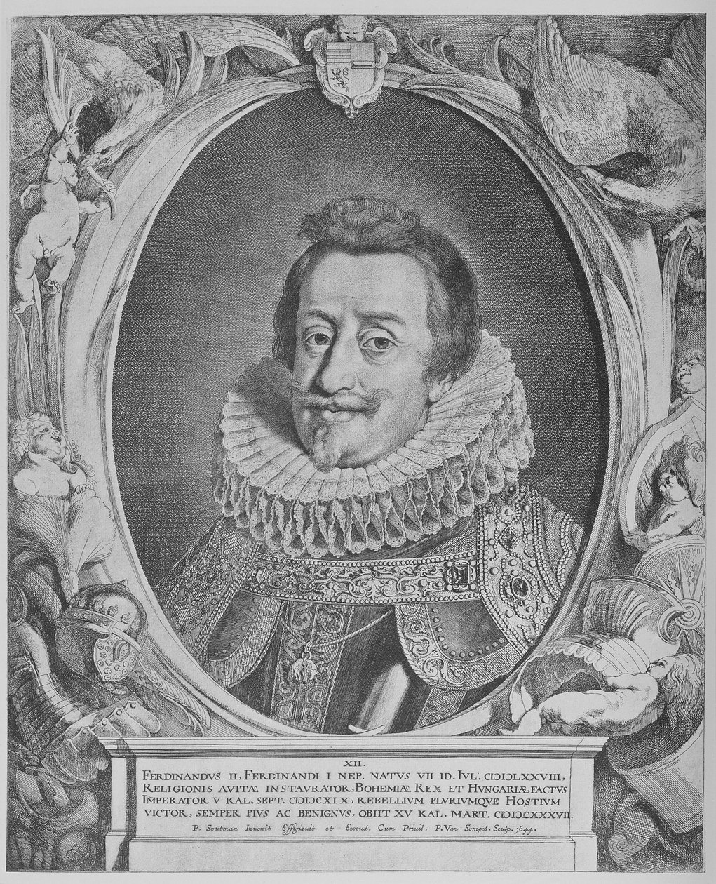 费迪南德二世，神圣罗马帝国皇帝，由Pieter van Sompel雕刻，1644年 作者 彼得·克拉斯·索特曼