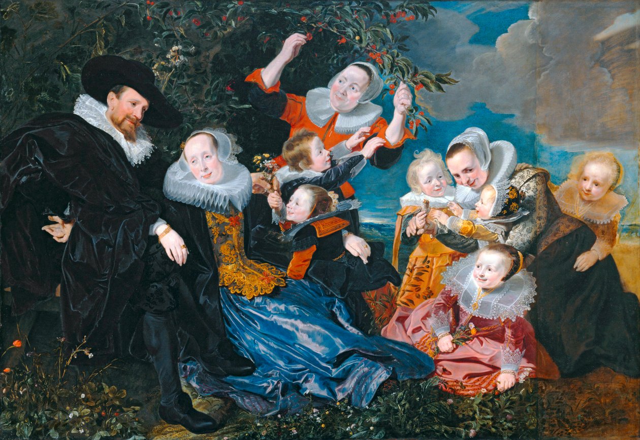 Paulus van Beresteyn 和他的妻子 Catarina Both van der Eem 与他们的六个孩子和两个仆人... 作者 彼得·克拉斯·索特曼