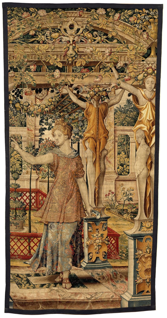 Vertumnus 和 Pomona：变身农夫的 Vertumnus，约 1550 年（黄金、羊毛和丝绸） 作者 彼得·科克·范·阿尔斯特