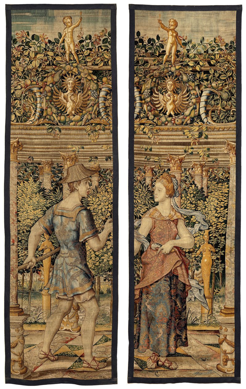 Vertumnus 和 Pomona：变身渔夫的 Vertumnus，约 1550 年（金、羊毛和丝绸） 作者 彼得·科克·范·阿尔斯特