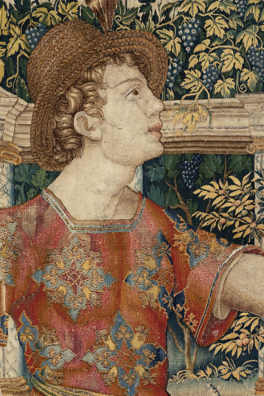 Vertumnus 和 Pomona：Vertumnus 变成修枝剪，约 1550 年（黄金、羊毛和丝绸） 作者 彼得·科克·范·阿尔斯特