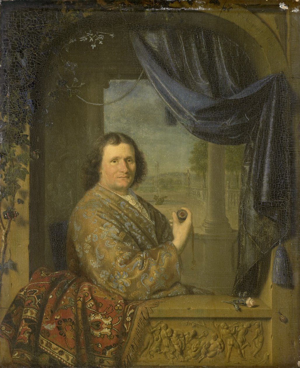 拿着手表的人的肖像，1688年 作者 Pieter Cornelisz Slingelandt van