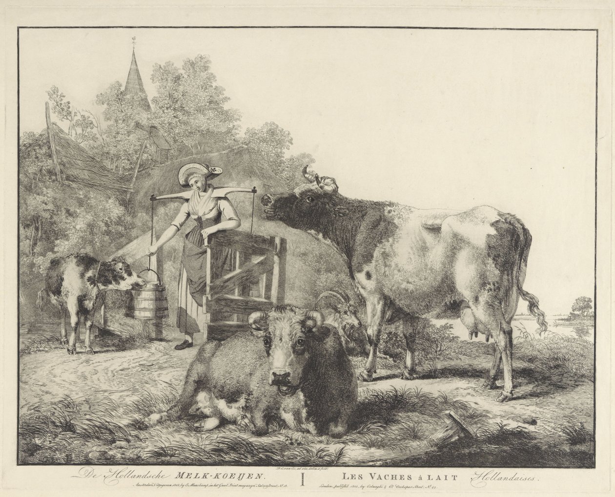 奶牛和挤奶女工
荷兰乳牛/ Les vaches â lait hollandaises（标题见实物） 作者 彼得·杰拉德斯·范·奥斯