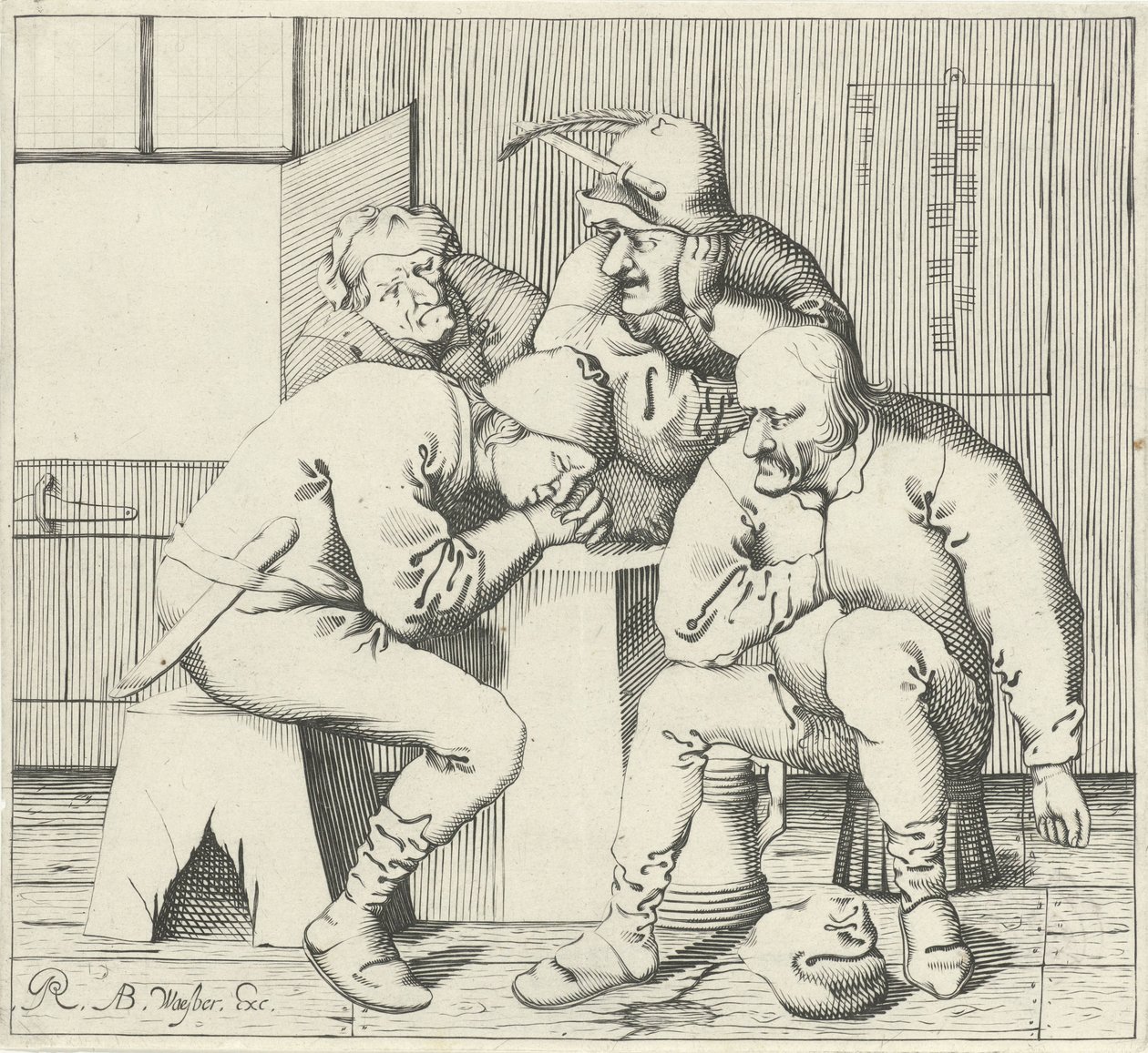四个人围着一张桌子 作者 Pieter Jansz Quast（可能）