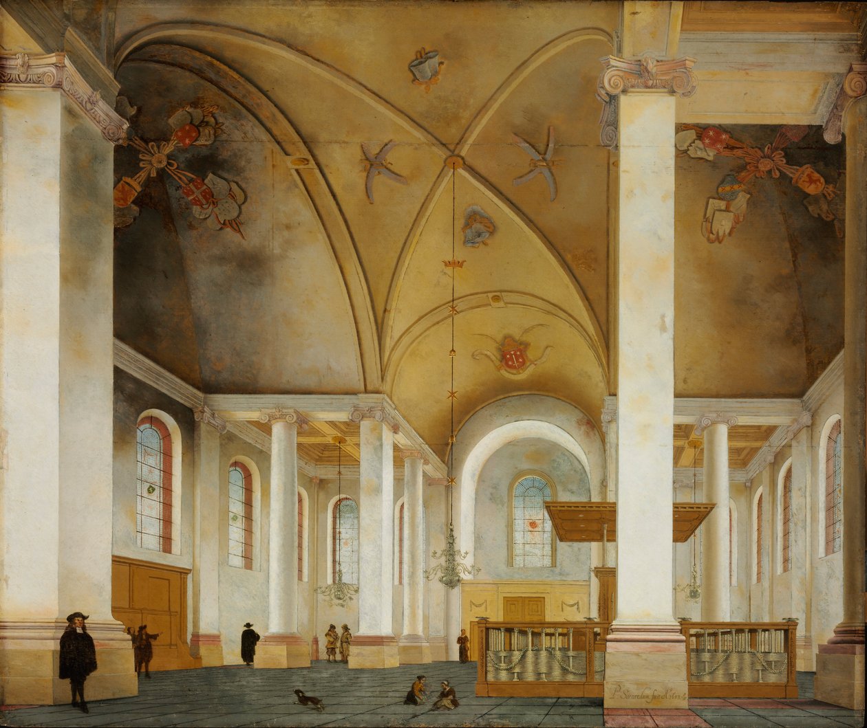 哈勒姆的新教堂 - Peinture de Pieter Saenredam (1597-1665) - 1653 - 木版油 - 86x103 - Szepmuveszeti Muzeum，布达佩斯 作者 彼得·詹斯·塞伦丹（Pieter Jansz Saenredam）