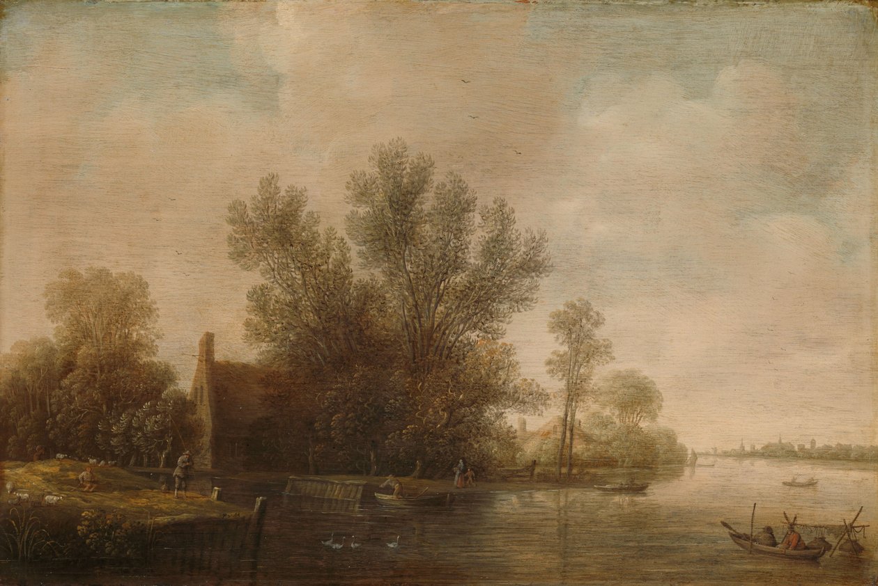 河流景观 作者 彼得·詹斯（Pieter Jansz）。范阿施