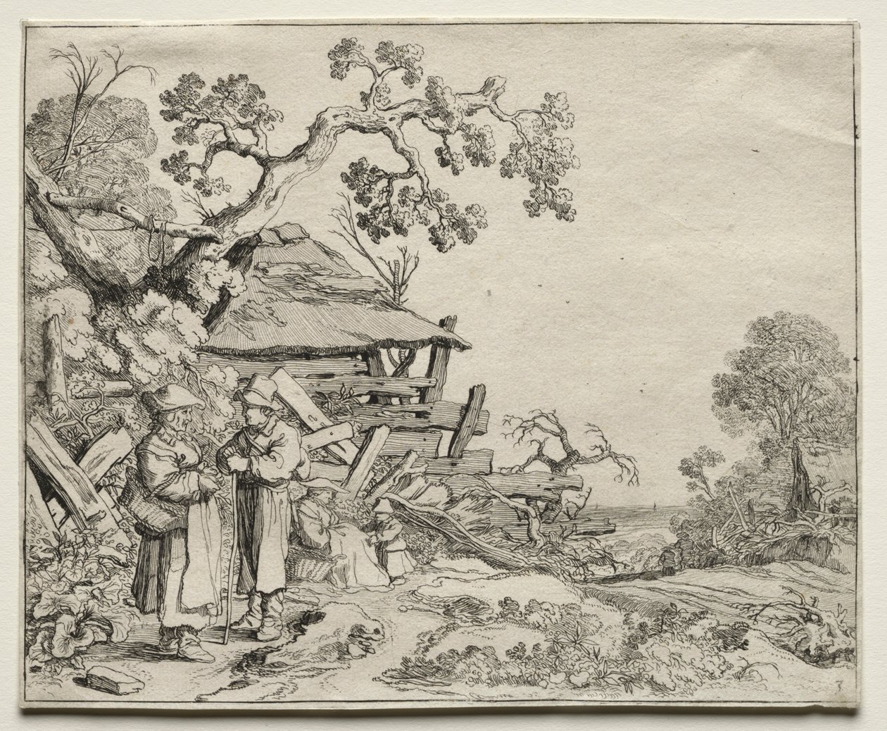 与两个农民交谈的风景，1626年。 作者 彼得·莫林