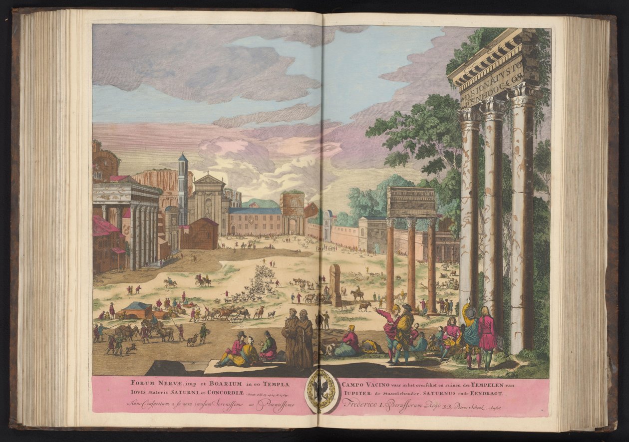 罗马广场
Forum Nervae, imp et Boarium in eo Templa Iovis Statoris Saturni, et Concordia (...) （标题见实物） 作者 彼得申克（一）