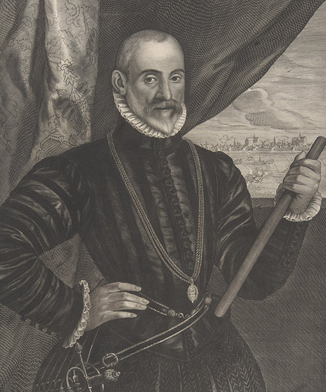弗朗西斯科-巴尔德斯，西班牙指挥官，出自《Quatuor Personae...》系列，1649年。 作者 彼得·索特曼