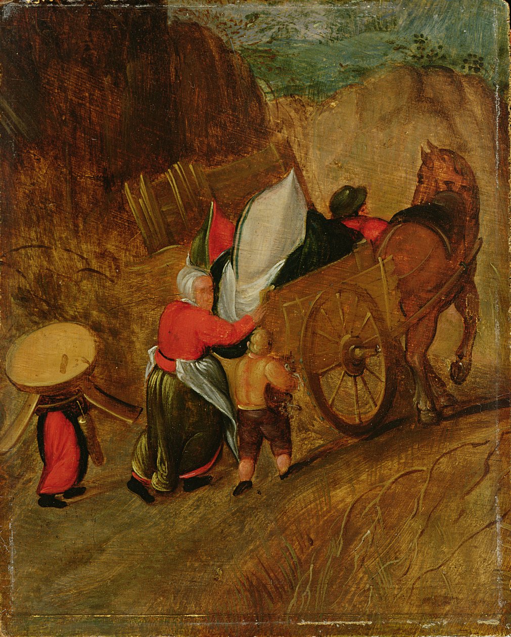 风景，农民，马和车，17 世纪早期（油画板） 作者 彼得·史蒂文斯（Pieter Stevens）