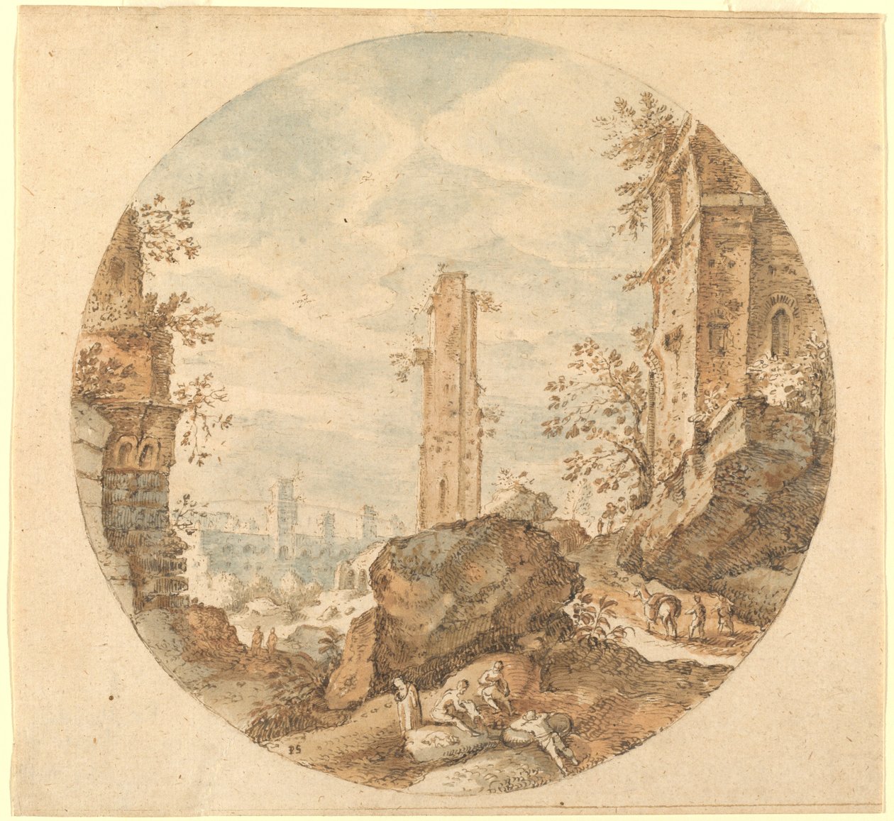 罗马遗迹中的旅行者 作者 彼得·史蒂文斯（Pieter Stevens）