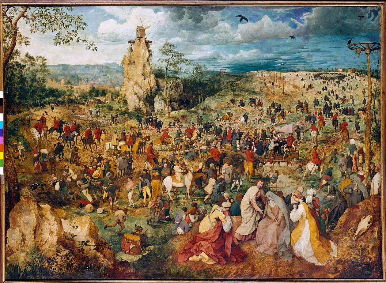 基督背着十字架（Carrying the cross）。 Pieter Bruegel（或 Breugel 或 Brueghel 或 Breughel）的绘画，前者（1525-1569）。 1564. 木上油。 昏暗：1,24 X 1,70m。 维也纳，艺术史博物馆。 作者 彼得·布鲁格（Pieter Bruegel）