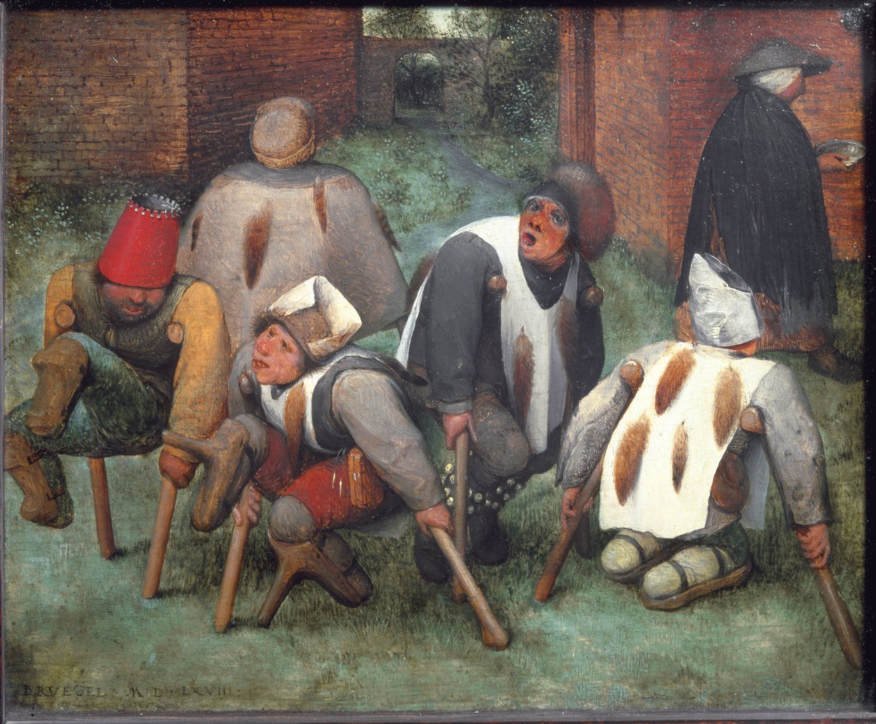 乞丐或跛子 - 木头上的油 作者 彼得·布鲁格（Pieter Bruegel）