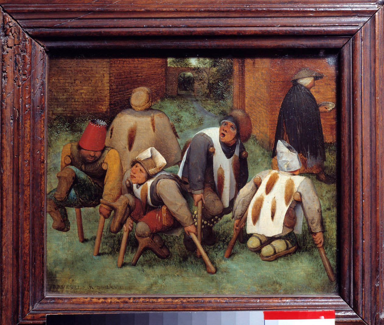 乞丐成群结队地死去，惨不忍睹。 Pieter Bruegel（或 Breugel 或 Brueghel 或 Breughel）的绘画，前者（1525-1569）。 1568.昏暗。 0,18x0,21 米。 卢浮宫，巴黎 作者 彼得·布鲁格（Pieter Bruegel）