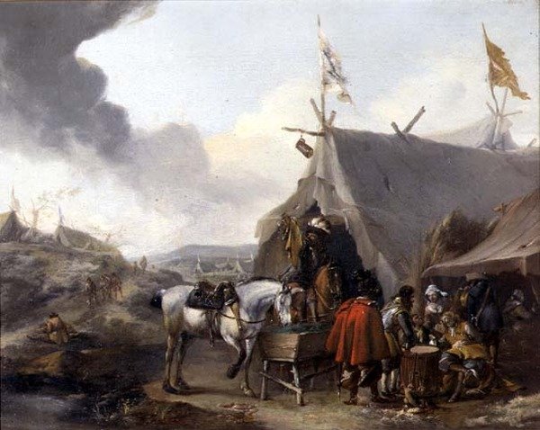 军营里的骑兵们 作者 Pieter Wouwermans或Wouwerman