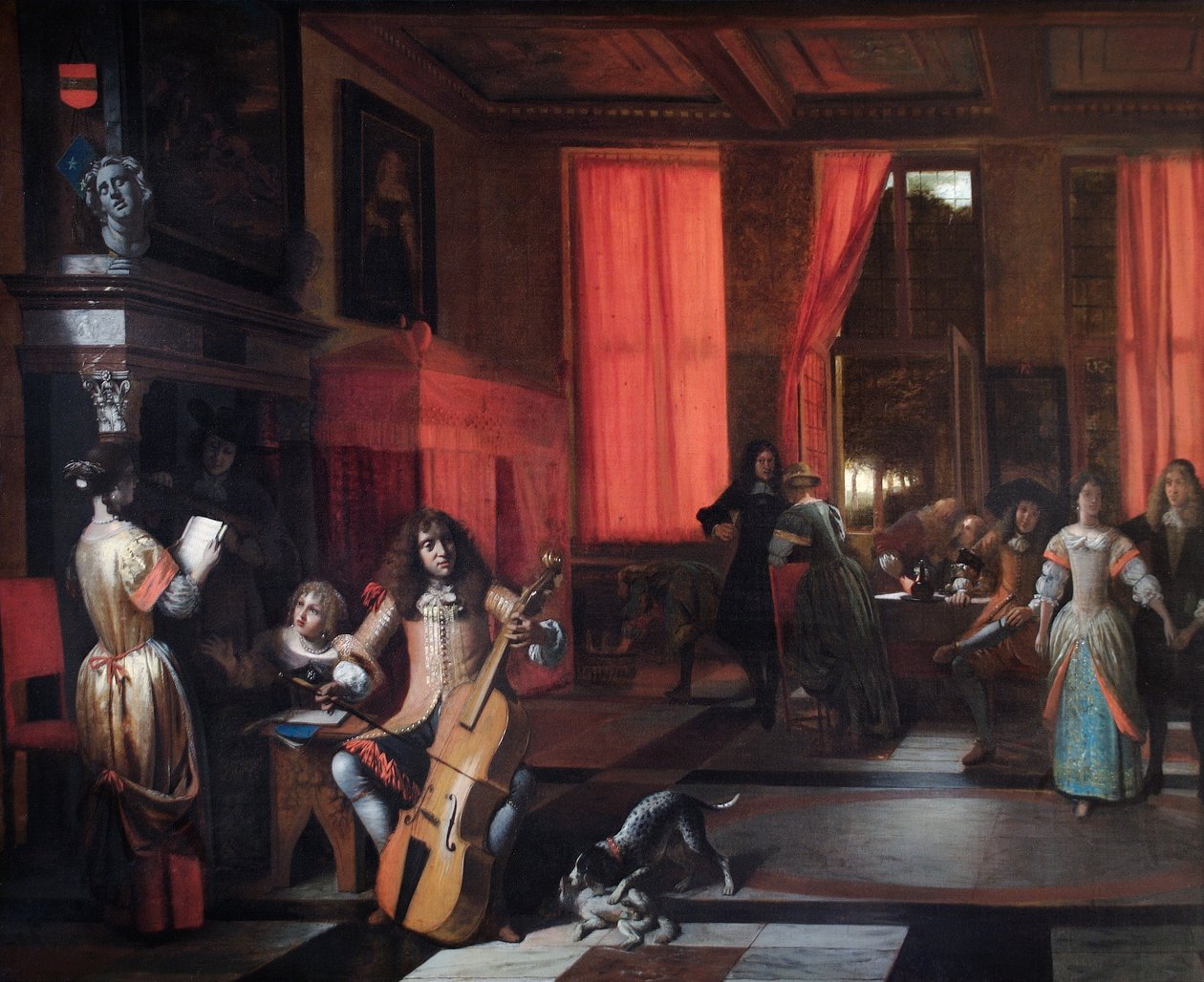 音乐派对，c.1675（布面油画） 作者 彼得·霍克（Pieter de Hooch）